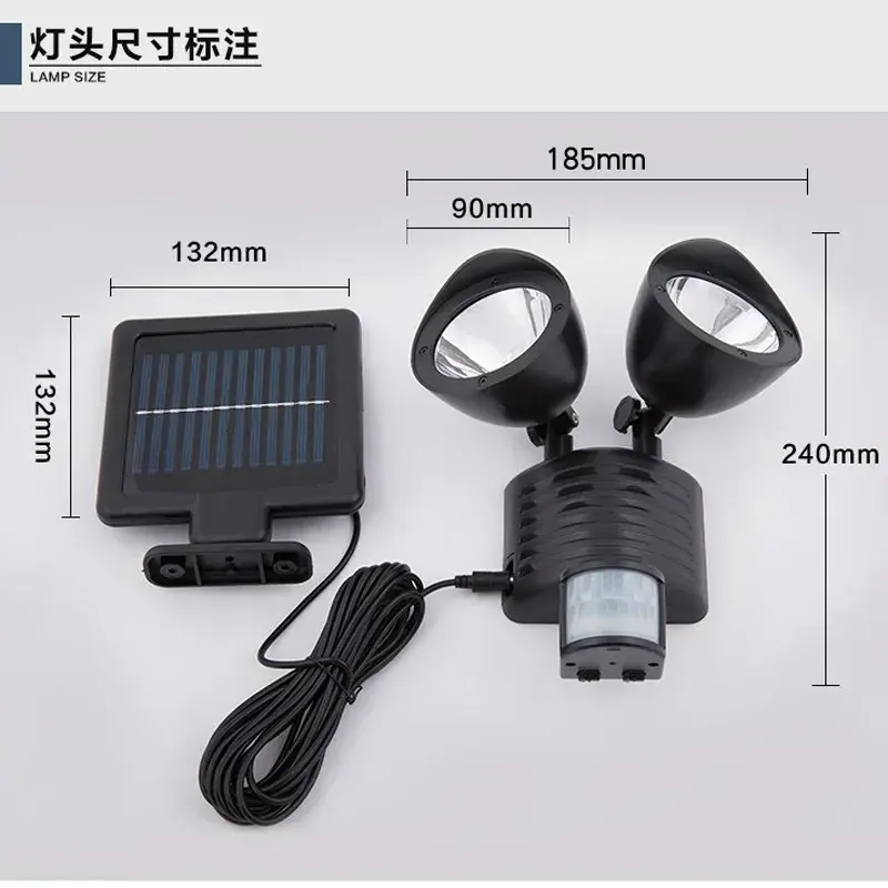 Lampa solara de tip decoratiune pentru gradina, model felinar dublu cu senzor de miscare, alb rece (4)