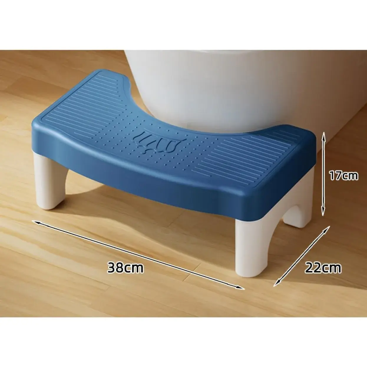 Scaunel WC, Tratament Impotriva Hemoroizilor si Constipatiei, Scaun Inaltator WC Copii, Suport Picioare WC, Taburet Inaltator Pozitia Corecta Ghemuit Pe WC, Plastic Rezistent, 17x22x38 cm, Albastru (3)