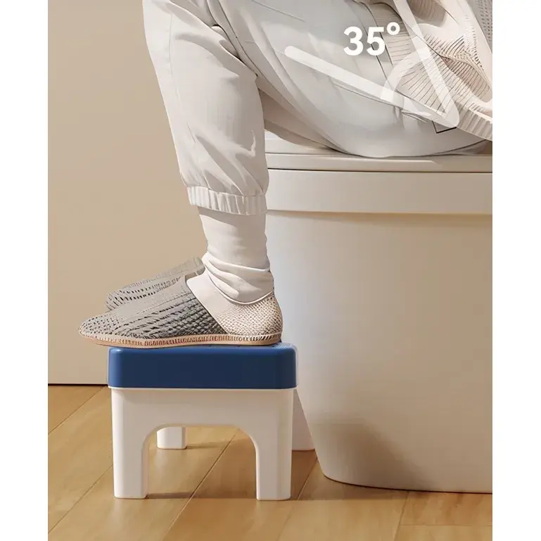 Scaunel WC, Tratament Impotriva Hemoroizilor si Constipatiei, Scaun Inaltator WC Copii, Suport Picioare WC, Taburet Inaltator Pozitia Corecta Ghemuit Pe WC, Plastic Rezistent, 17x22x38 cm, Albastru (8)