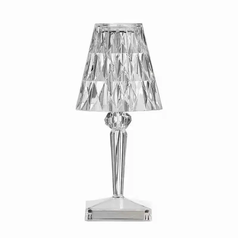 Lampa de birou pe LED RGB 16, dimmer tactil, 3 nivele de intensitate, incarcare USB, 3W, Cristal Acrilic, 26x12 cm, cu telecomanda, transparent