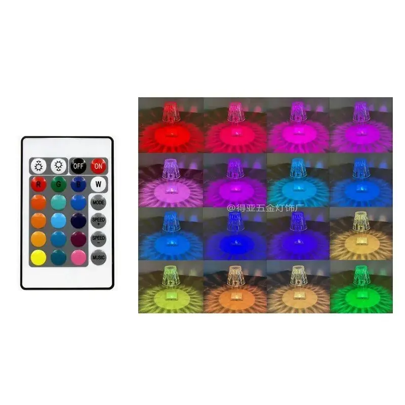 Lampa de birou pe LED RGB 16, dimmer tactil, 3 nivele de intensitate, incarcare USB, 3W, Cristal Acrilic, 26x12 cm, cu telecomanda, transparent (6)