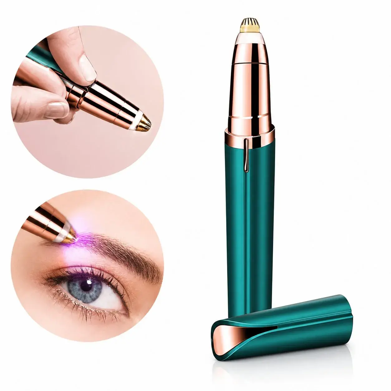Trimmer Facial pentru Sprâncene și Păr Facial, Reîncărcabil USB, Design Compact, ABS, 1.5 x 13 cm, Verde (2)