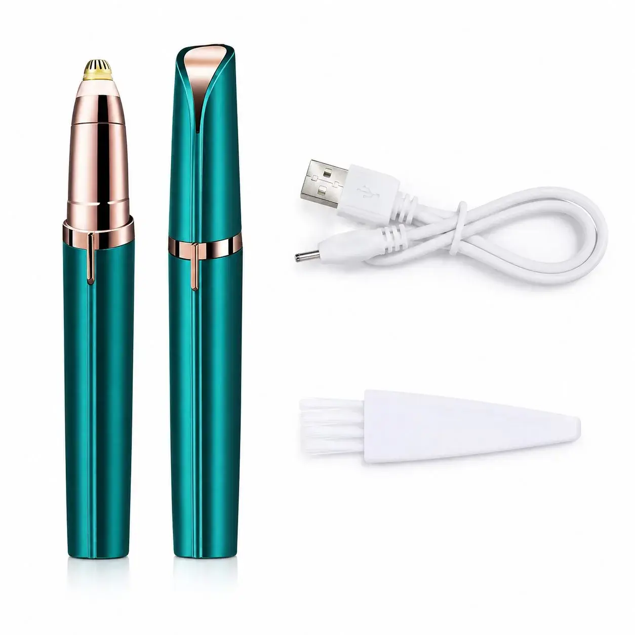 Trimmer Facial pentru Sprâncene și Păr Facial, Reîncărcabil USB, Design Compact, ABS, 1.5 x 13 cm, Verde (3)
