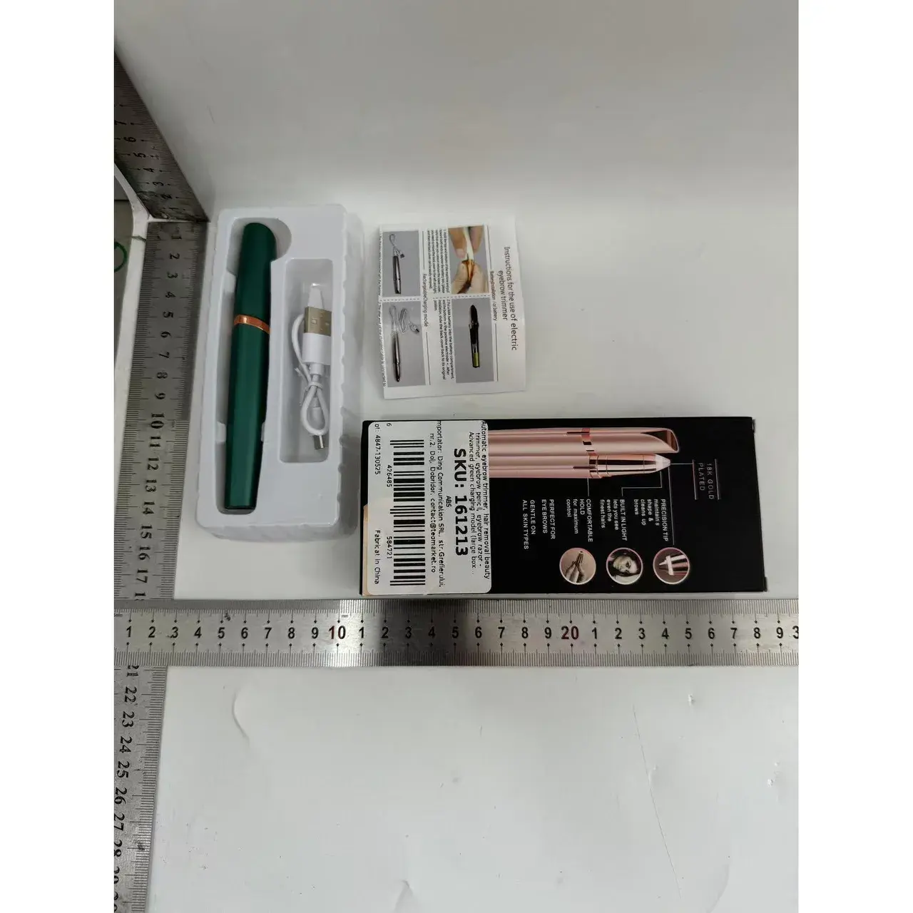 Trimmer Facial pentru Sprâncene și Păr Facial, Reîncărcabil USB, Design Compact, ABS, 1.5 x 13 cm, Verde (6)