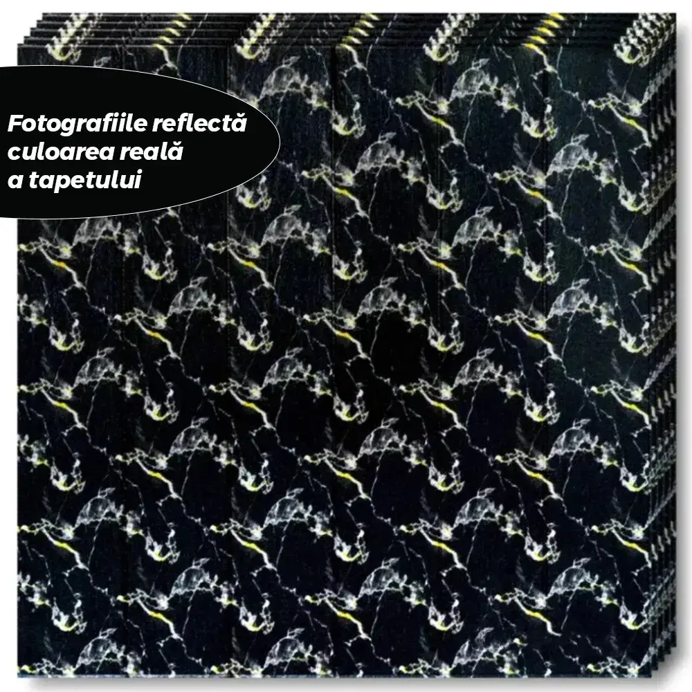 Set 10 Placi Tapet 3D, 70 x 70 cm, Grosime 3 mm, din Rasina, Tip Placi de Lemn, Suprafata Acoperita 4.9 mp, Negru (7)