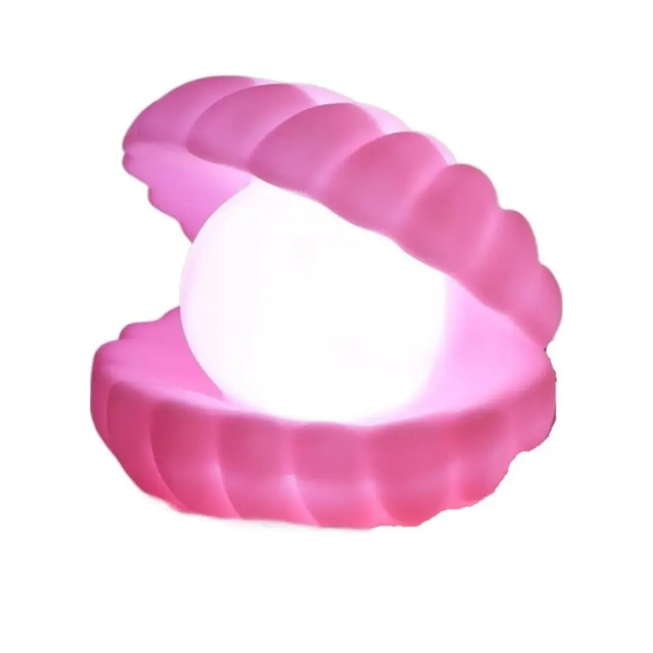 Lampa de Veghe, Model Scoica cu Perla, Lumina Calda, 10 x 8.5 cm, Led, Baterii Incluse 3 x LR44, Roz