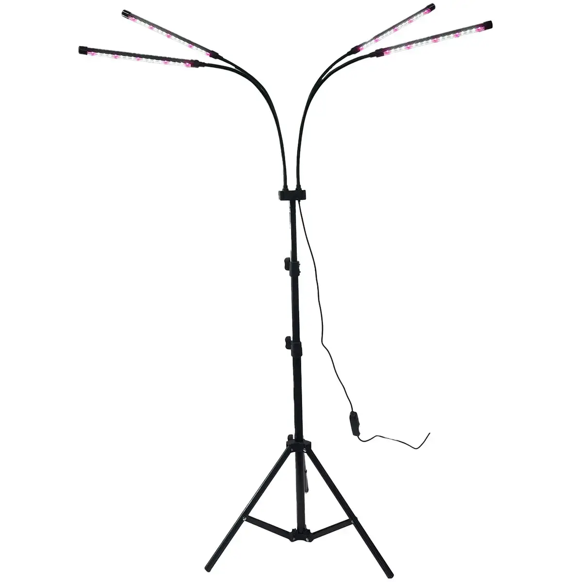 Lampa UV pentru cresterea plantelor, 4 capete, putere 30W, 108 LED-uri Lampa cu lumina Ultra-Violet, Lampa cu Picior Ajustabil pana la 2 m, Lumina UV Alb Rece