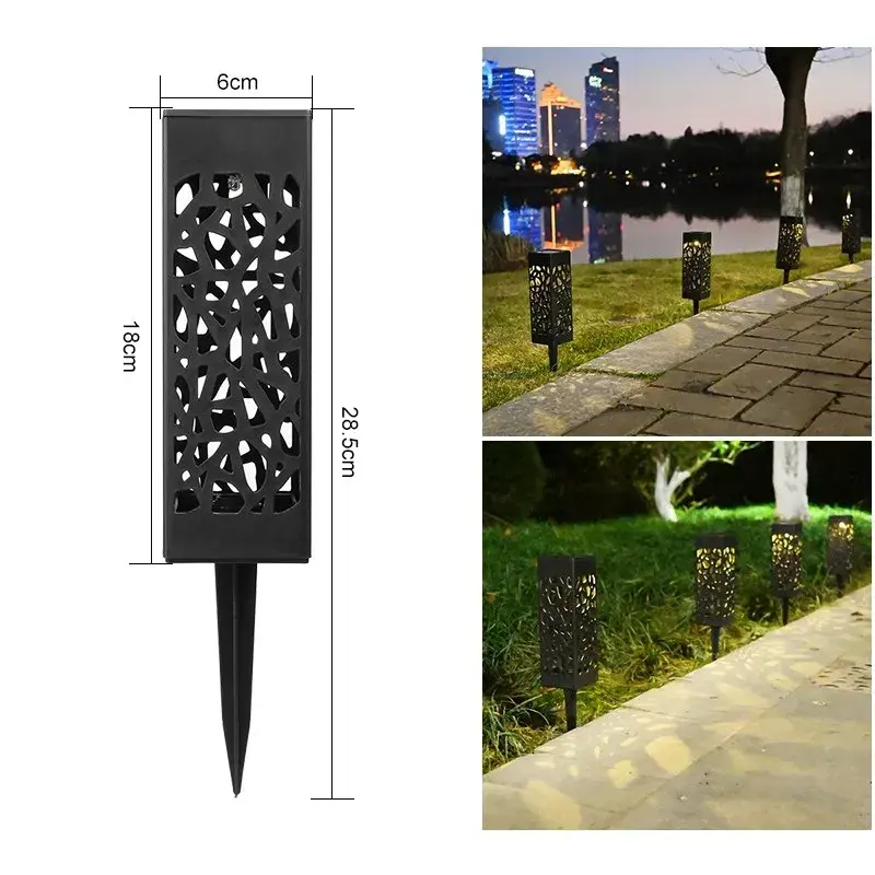 Lampa solara LED, Set 6 Bucati, Tip Felinar, pentru Gradina, Inaltime 30.2 cm, putere 0.2W, 1.2V, 600mAh, Lumina Alb Cald, Negru (4)