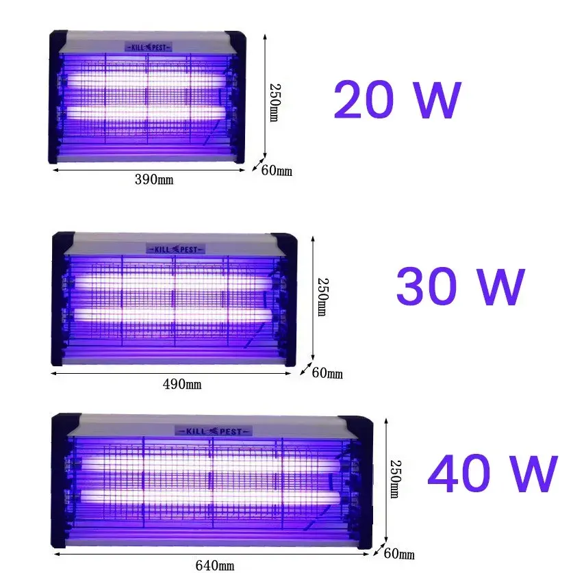 Lampa Electrica Anti Insecte, Lumina Neon, 2 tuburi cu putere de 30W, Suspensie Perete, Carcasa din Plastic Metalica, 49 x 25 x 6 cm, Alb Negru (3)