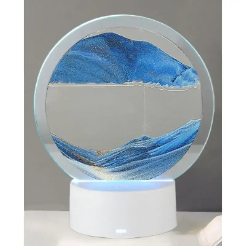 Lampa decorativa tip clepsidra, imagine 3D dinamica, nisipuri miscatoare, 16 x 18.5 cm, Albastru (2)