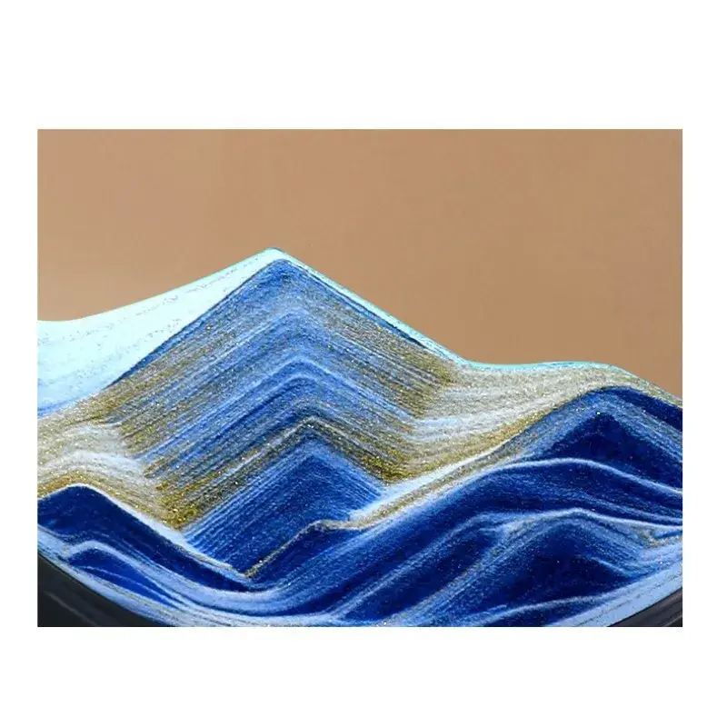 Lampa decorativa tip clepsidra, imagine 3D dinamica, nisipuri miscatoare, 16 x 18.5 cm, Albastru (4)
