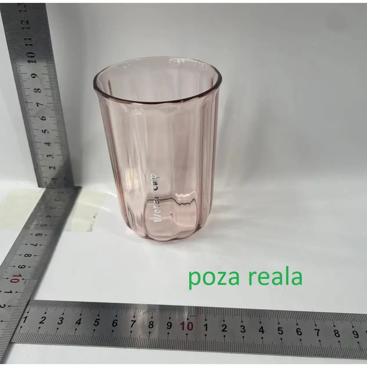 Cana de Apa pentru Clatit, pentru Periuta de Dinti, 200 ml, 10.4 x 7.3 cm, Roz Transparent (2)