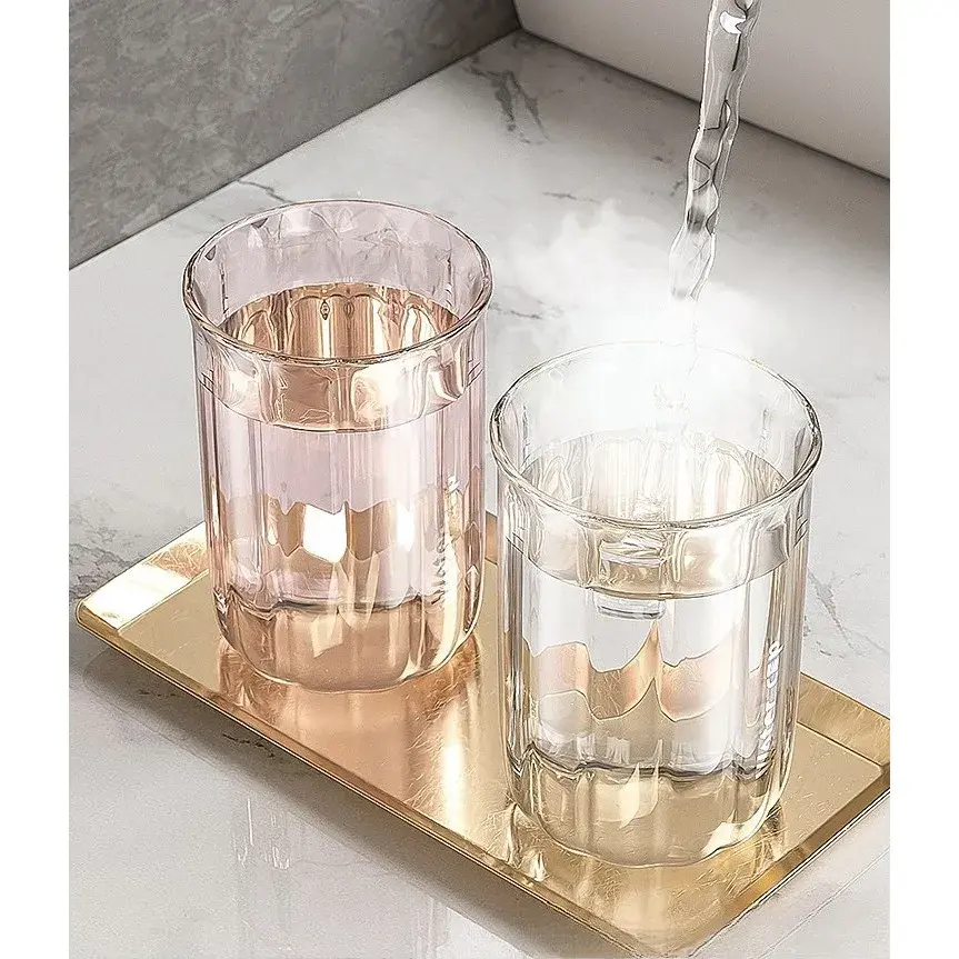 Cana de Apa pentru Clatit, pentru Periuta de Dinti, 200 ml, 10.4 x 7.3 cm, Roz Transparent (7)