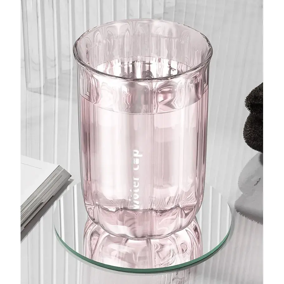 Cana de Apa pentru Clatit, pentru Periuta de Dinti, 200 ml, 10.4 x 7.3 cm, Roz Transparent (8)