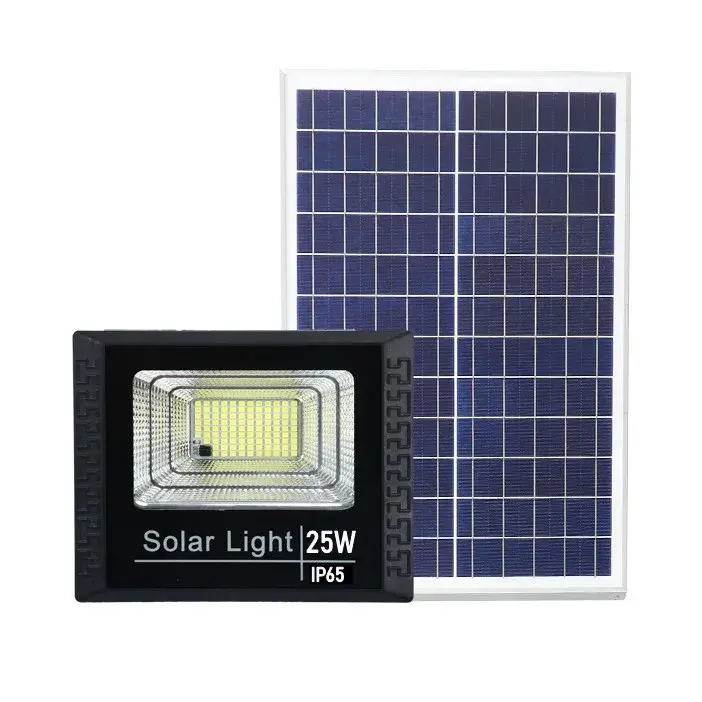 Proiector LED SMD 25W cu incarcare solara, panou solar, cu telecomanda, suport prindere, material ABS, 1.2AH, 44 LED-uri, 79Lm, 13x13.5 cm, negru