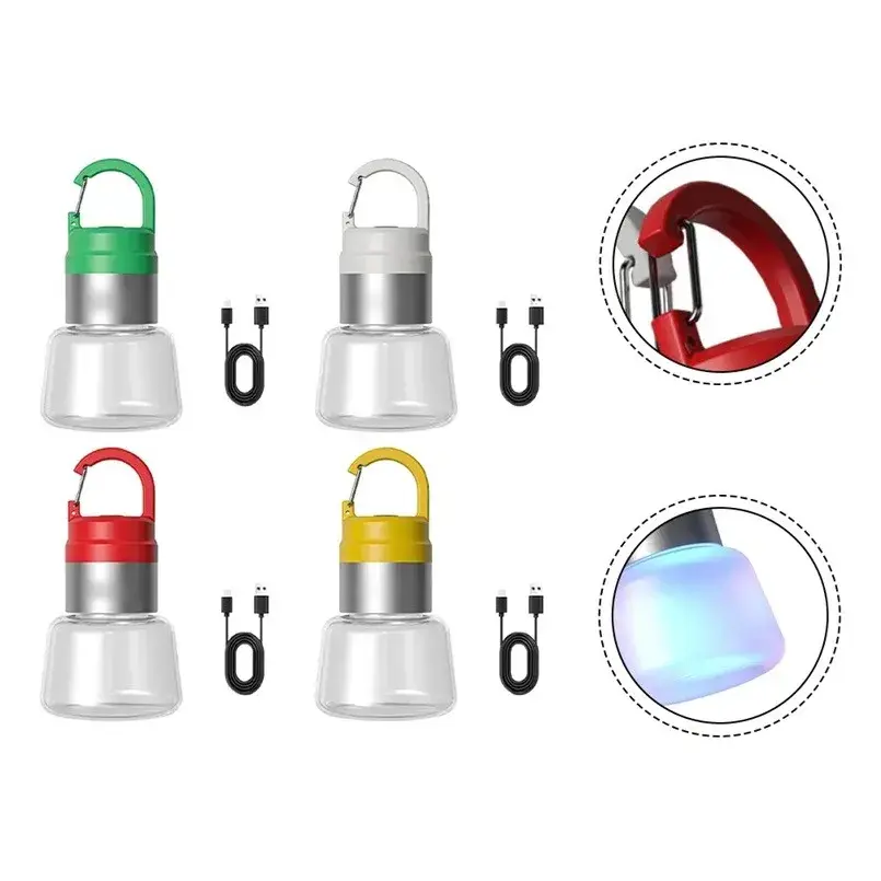 Lampa Portabila, de Voiaj/Camping, Incarcare USB, IPX5, LED RGB, din ABS, 300 mAh, 10 x 5.5 x 5.5 cm, Galben (4)