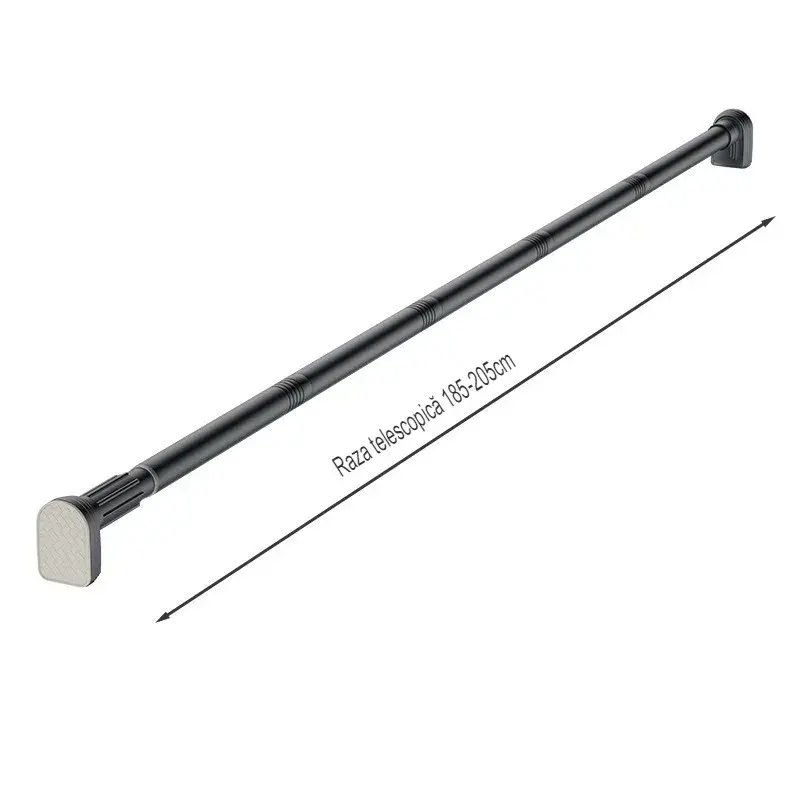 Bara Telescopica Multifunctionala, din Otel Inoxidabil si ABS, Utilizare Universala, Extensie 185 - 205 cm, Fara Perforare Perete, Gri (2)