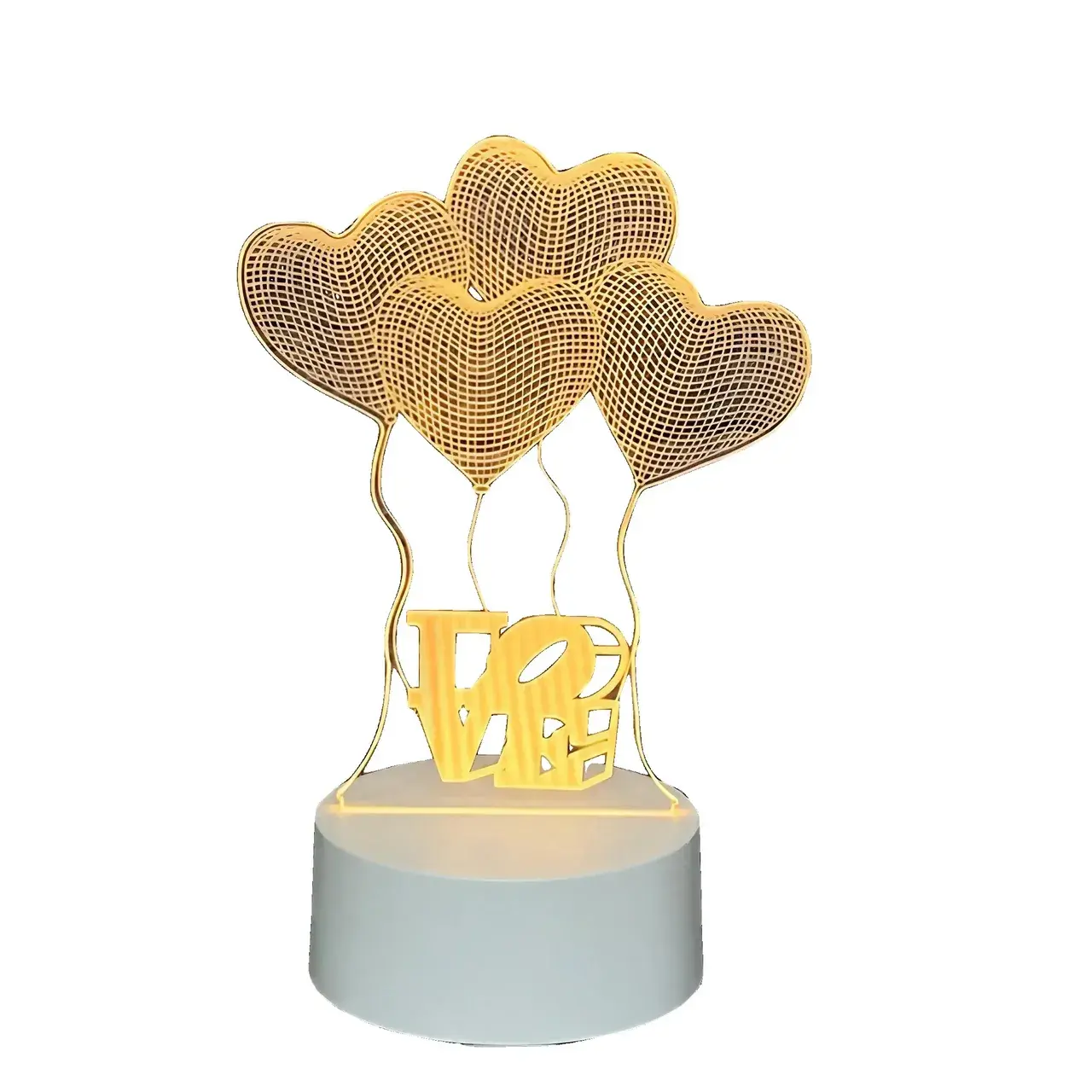 Lampa LED decorativa, 3D, Baloane Love, din material acril si lumina multicolora, alb