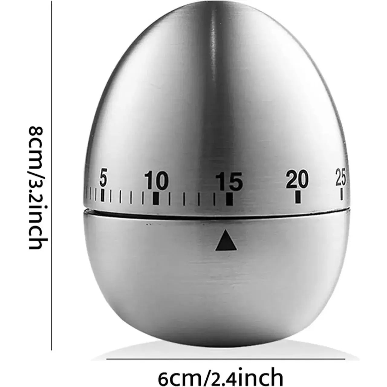 Cronometru de Bucatarie, Mecanic, Forma de Ou, din Otel Inoxidabil, 60 min Timer, 8 x 6 cm, Argintiu (2)