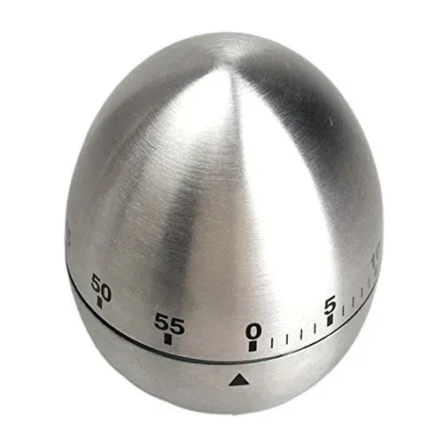 Cronometru de Bucatarie, Mecanic, Forma de Ou, din Otel Inoxidabil, 60 min Timer, 8 x 6 cm, Argintiu (4)