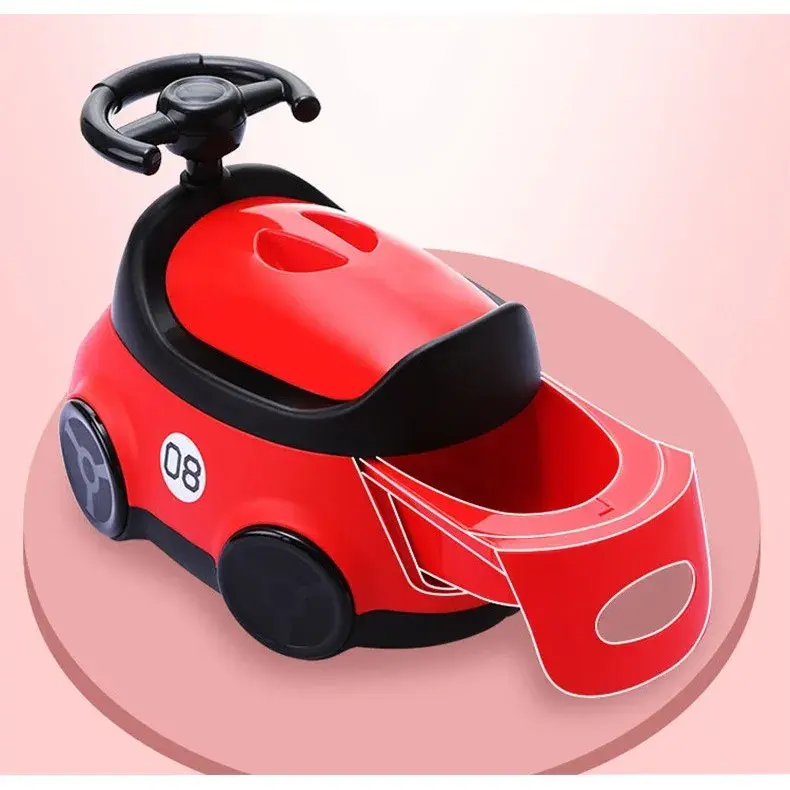 Olita pentru Copii, +1an, Portabila, Design Masinuta cu Capac, Model Prietenos, Non-Toxic, Compartiment Detasabil, Usor de Curatat, Rosu (5)