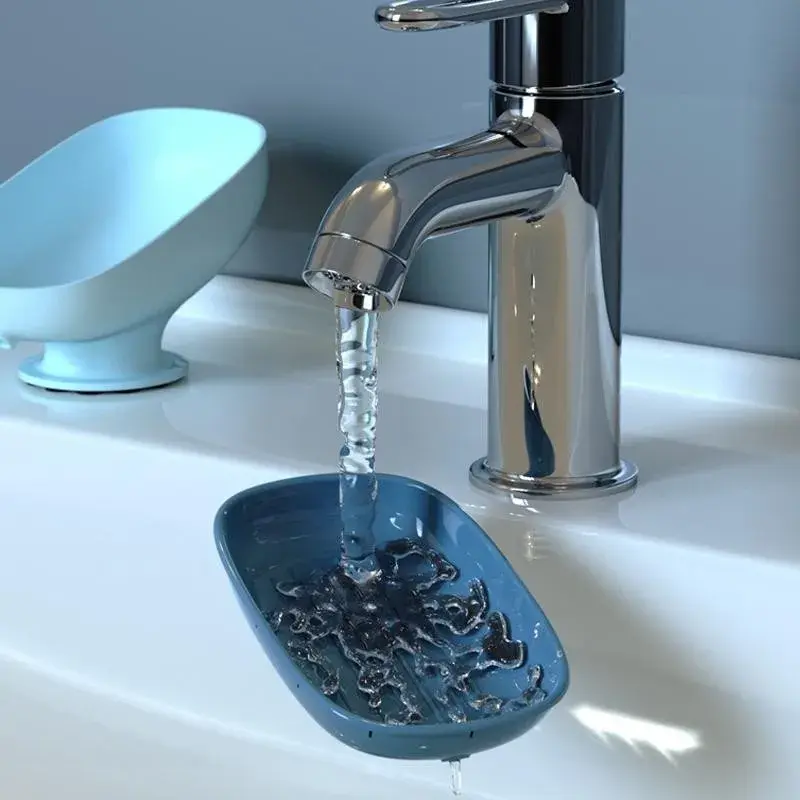 Savoniera din Plastic, cu Ventuza, Design Modern, Albastru (2)