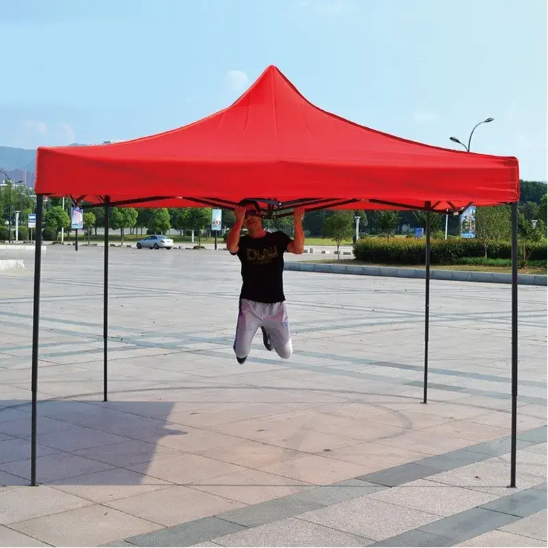 Cort Pavilion 3x3m Rosu Pliabil Cadru Metal pentru Curte, Gradina, Evenimente (3)