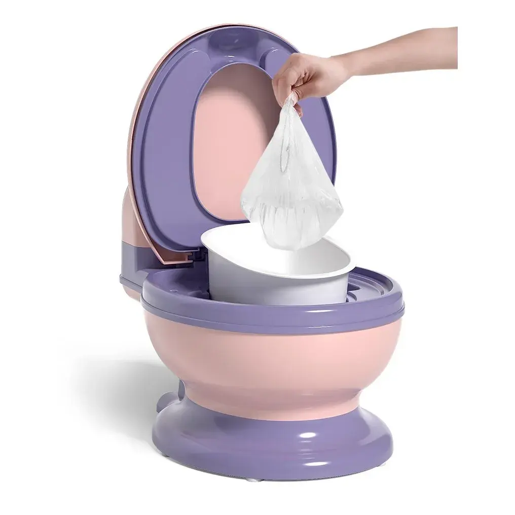 Olita Bebelusi, pentru Copii 1 - 8 Ani, Model Toaleta Adulti, Colac Moale PVC, Compartiment Detasabil, Cutie Depozitare Hartie, 34 x 32 x 19 cm, Roz/Mov (5)