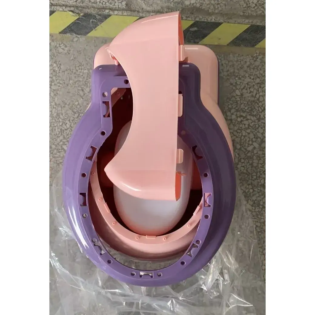 Olita Bebelusi, pentru Copii 1 - 8 Ani, Model Toaleta Adulti, Colac Moale PVC, Compartiment Detasabil, Cutie Depozitare Hartie, 34 x 32 x 19 cm, Roz/Mov (7)