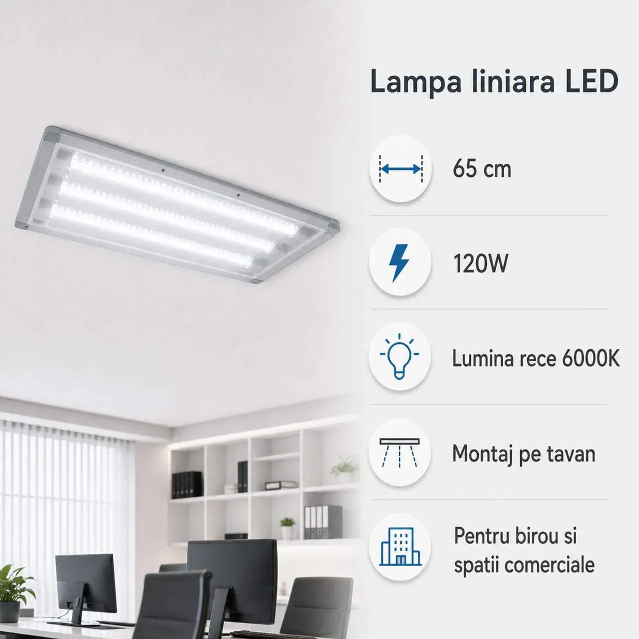 Lampa Liniara, 65cm, 120W, 6000K (5)