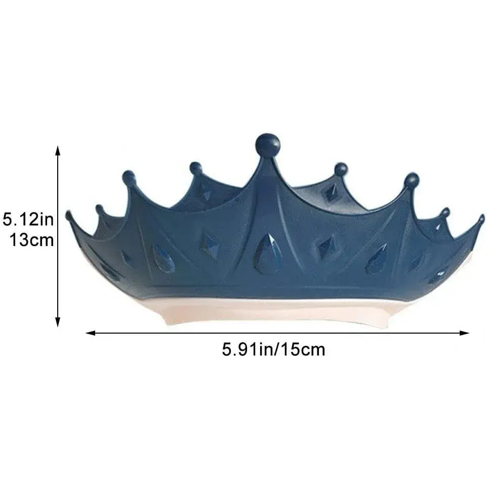 Viziera de Protectie Baie Pentru Copii, Fippy, Model Coroana, Dimensiune ajustabila, Durabil, Usor de curatat, Impotriva Samponului, pentru Ochi si Urechi, TPE+PP, 15x13 cm, Albastru Inchis (6)