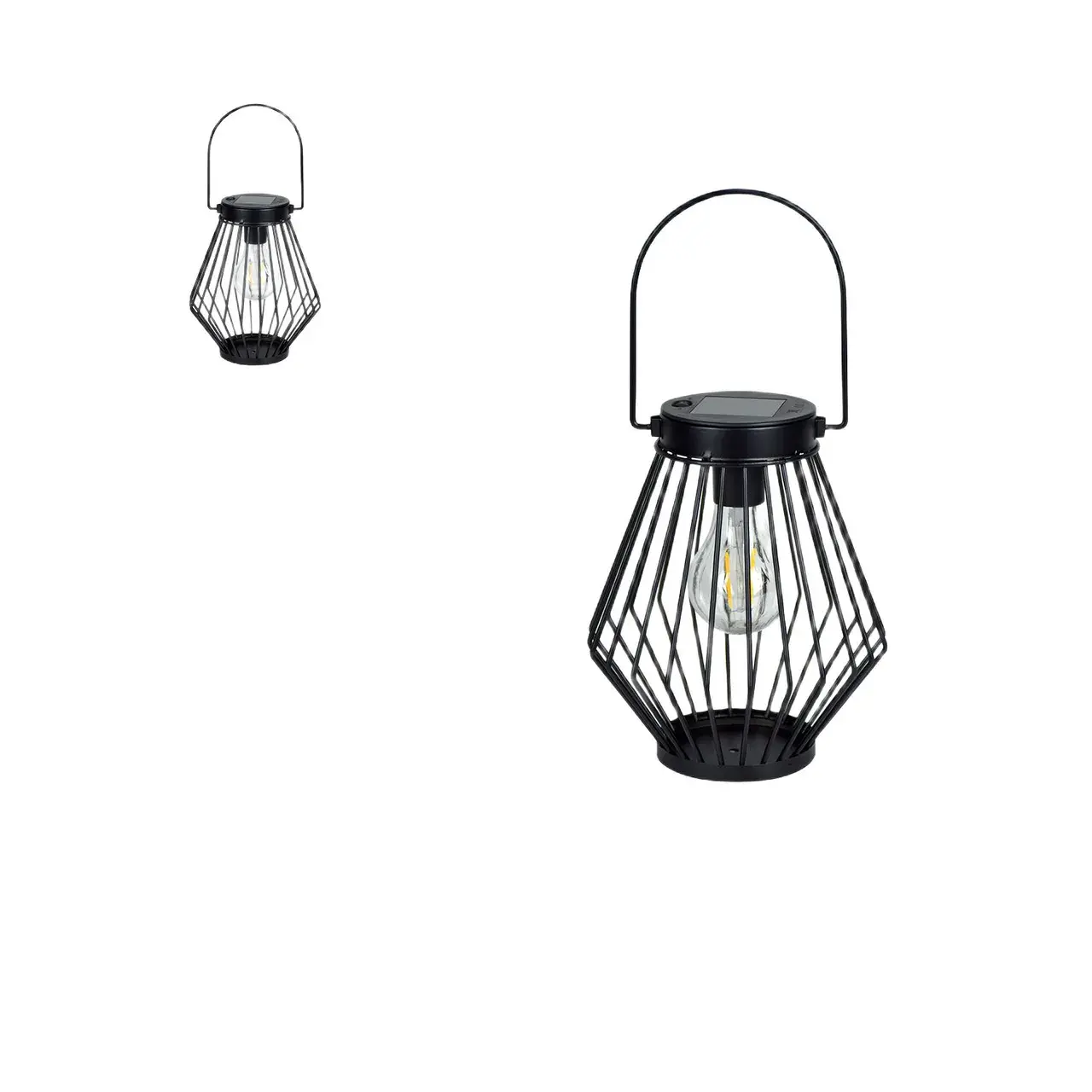 Lampa Solara, Cu Maner pentru Agatare, Alimentare Solara, Iluminare pentru Exterior, pentru Gradina, Curte si Terasa, Lumina Calda, 20x17 cm, Negru (2)