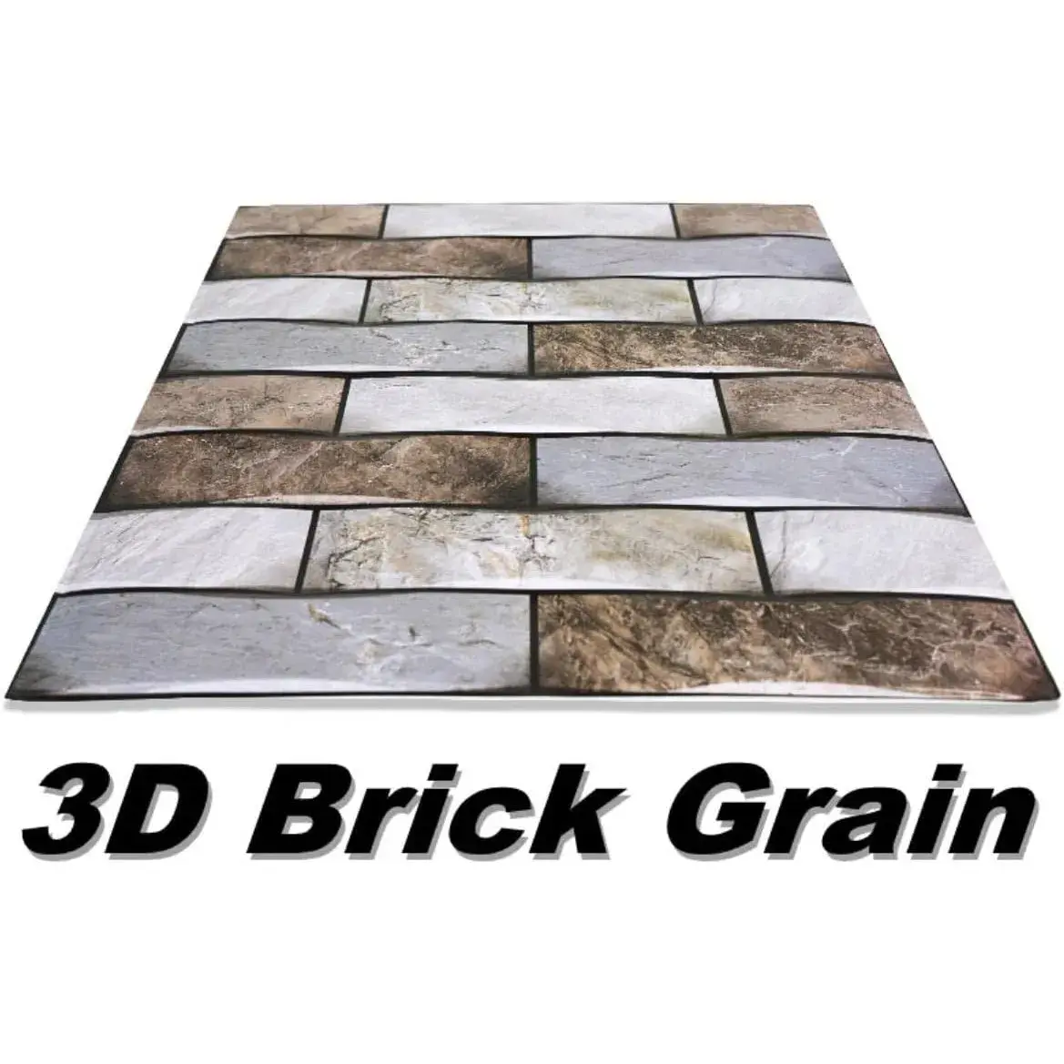 10 x Placi Tapet Autocolant 3D cu Imitatie de Marmura, pentru Perete Bucatarie Sufragerie, Usor de Curatat, Rezistent la Apa, Autoadeziv, 30x30 cm, Gri Maro Bej (6)
