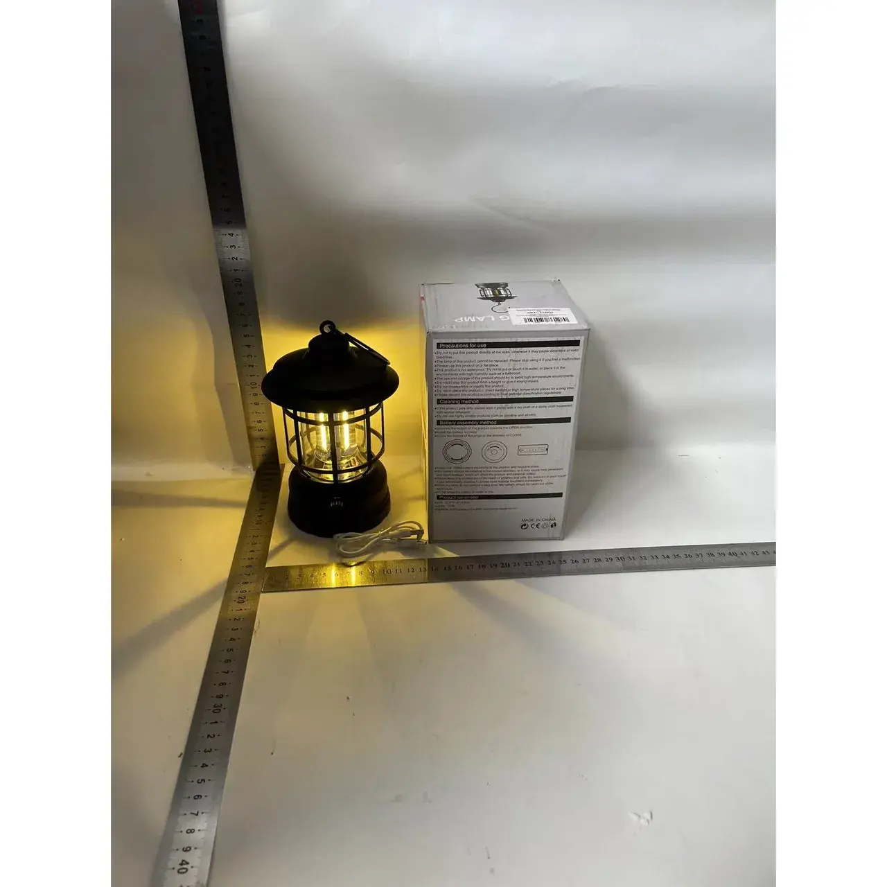 Lampa portabila camping, Felinar Vintage cu carlig, ABS, Iluminare 21 COB LED, Intensitate reglabila, 5W, Negru (7)