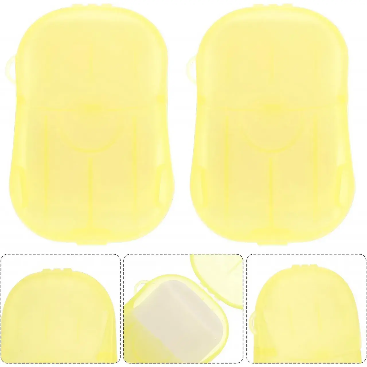 Mini Cutie de Sapun din Hartie, de Unica Folosinta, Portabila, Potrivit pentru Calatorii, 20 foite, Galben (3)