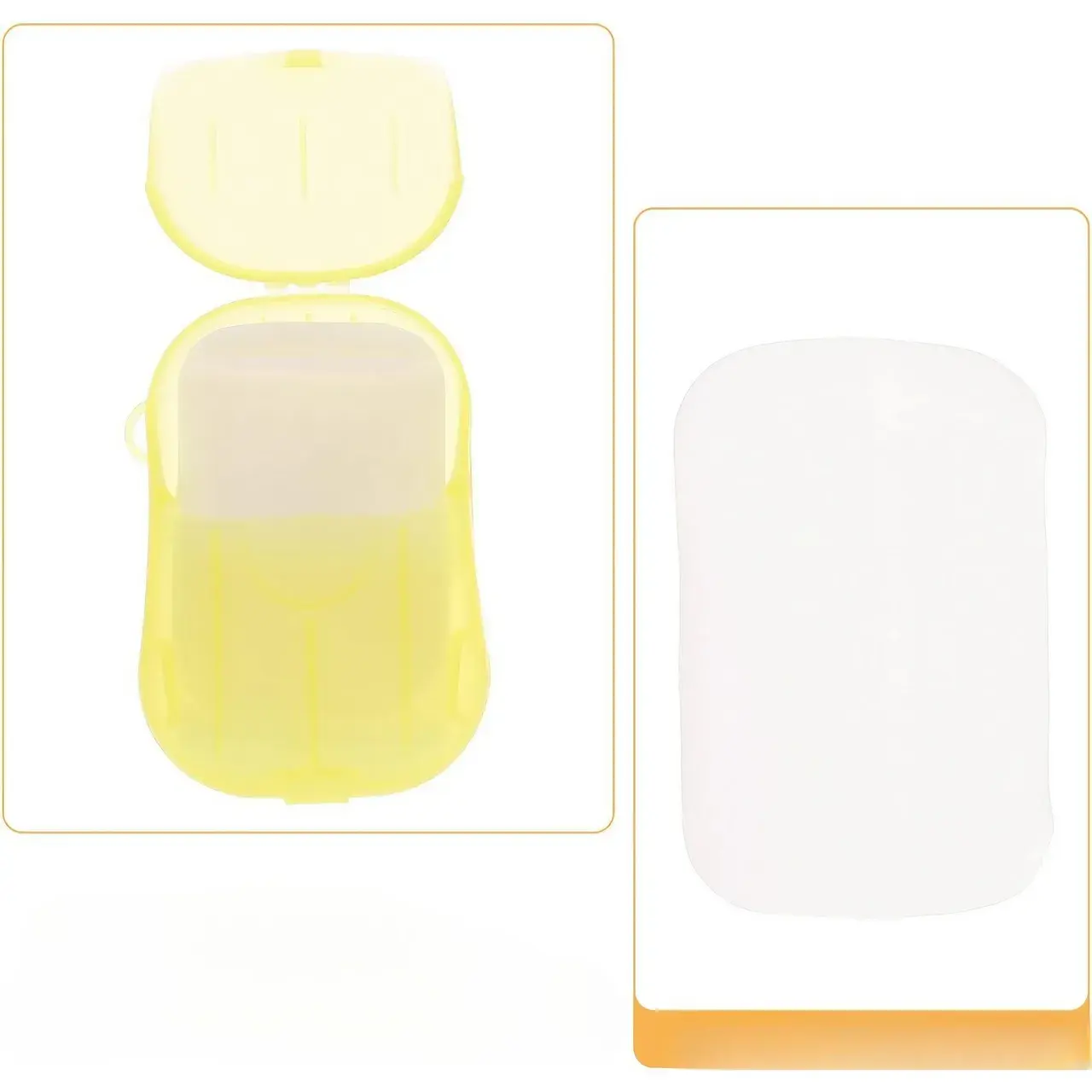 Mini Cutie de Sapun din Hartie, de Unica Folosinta, Portabila, Potrivit pentru Calatorii, 20 foite, Galben (5)