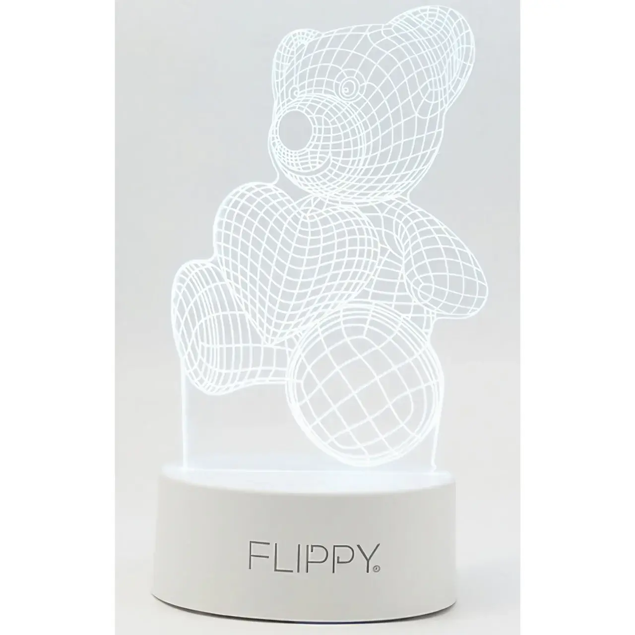 Lampa LED decorativa, 3D, ursulet, din material acril si lumina multicolora, alb (6)