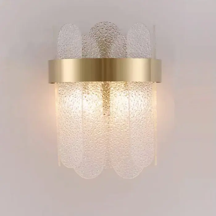 Lampa de Perete in Interior, Lampa de Lux pentru Decor de Interior, Corp de Iluminat Tip aplica, din Inox Auriu si Cristal, Lumina Calda Rece Neutra, 25 x 20 cm, Ideal pentru Camere Mici si Medii, Auriu