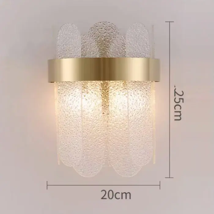 Lampa de Perete in Interior, Lampa de Lux pentru Decor de Interior, Corp de Iluminat Tip aplica, din Inox Auriu si Cristal, Lumina Calda Rece Neutra, 25 x 20 cm, Ideal pentru Camere Mici si Medii, Auriu (2)