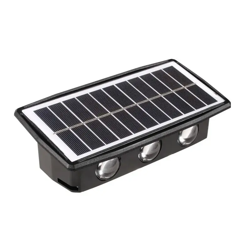 Lampa solara LED bidirectionala dreptunghiulara pentru perete, 20.5x10 cm, 6 LED-uri, 5.5V, ABS, 500mAh, rezistent la apa IP65, alb rece (2)