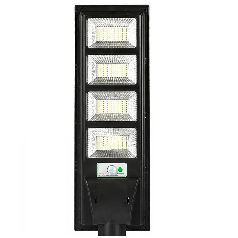 Lampa solara stradala, cu telecomanda, senzor de miscare si lumina, suport prindere, 192 LED-uri, IP65, ABS, 8AH, 200W, temperatura culoare 6500K, 58.6x18.8x5 cm, autonomie 10-12 ore, negru