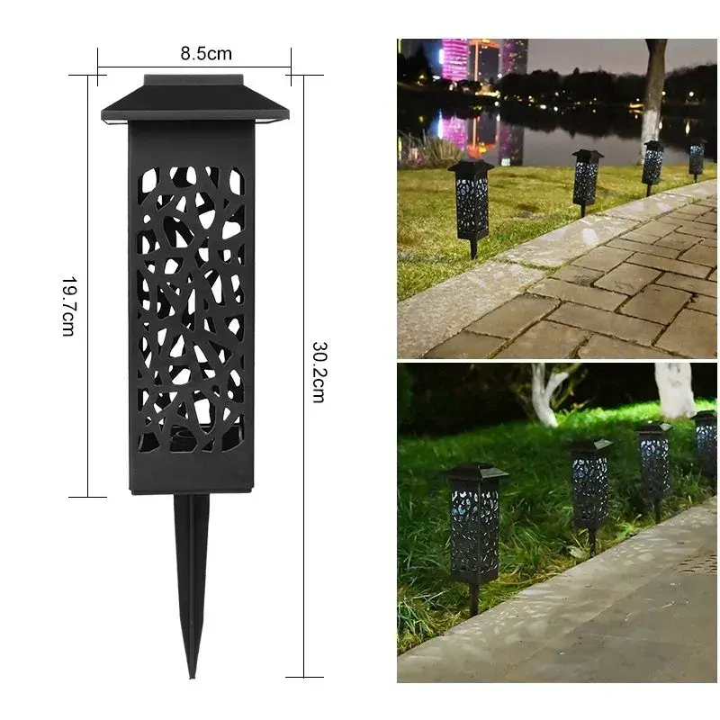 Lampa solara LED, Set 6 Bucati, Tip Felinar cu Acoperis, pentru Gradina, Inaltime 30.2 cm, putere 0.2W, 1.2V, 600mAh, Lumina Alb Rece, Negru (5)