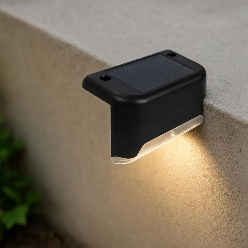 Lampa Solara pentru Trepte, Montaj pe Trepte, Alimentare Solara, Iluminare pentru Exterior, pentru Gradina, Curte si Terasa, 5x8 cm, Negru (3)