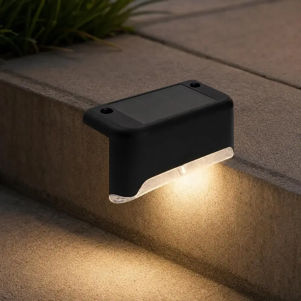 Lampa Solara pentru Trepte, Montaj pe Trepte, Alimentare Solara, Iluminare pentru Exterior, pentru Gradina, Curte si Terasa, 5x8 cm, Negru (6)