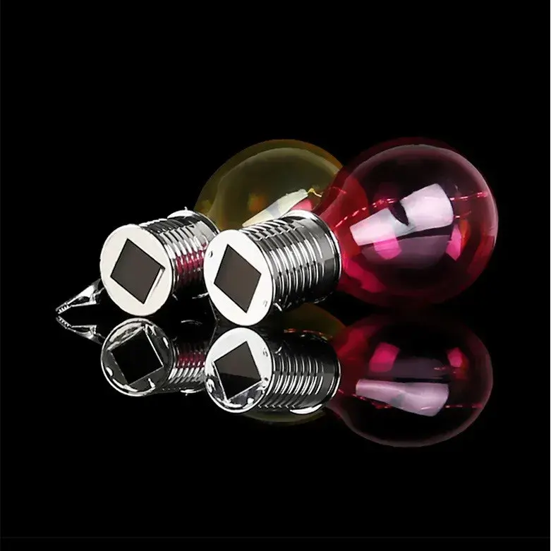 Lampa Solara LED Decorativa sub forma de Bulb, pentru exterior, suspendata, IP65, Ultron Rosu (3)