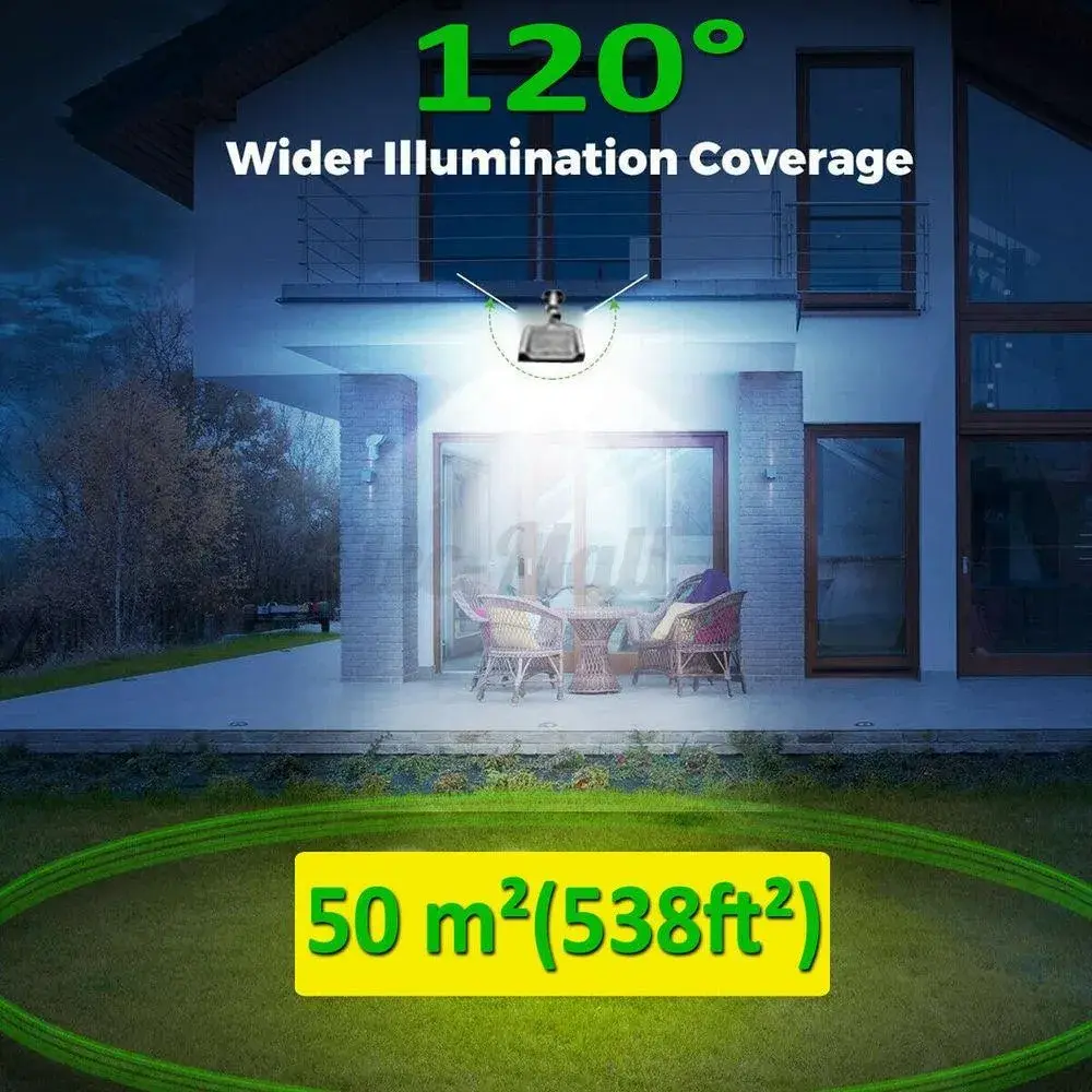 Lampa Solara De Exterior LED, 23 cm x 11.5 cm, 3072 Lumeni 128 COB LED 25.6 W - echivalent 205 W bec incadescent, IP65, Senzor de Miscare, Senzor de Lumina, 4 Grile, Alb Rece (5)