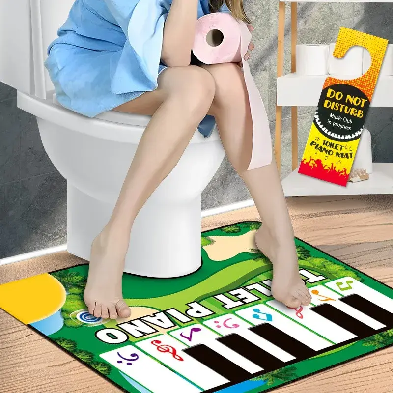 Covoras de Baie, Model Pian Electric, Interactiv, 3 Moduri, +14 Ani, din Panza, cu Baterii, 60 x 48 cm, Verde (4)