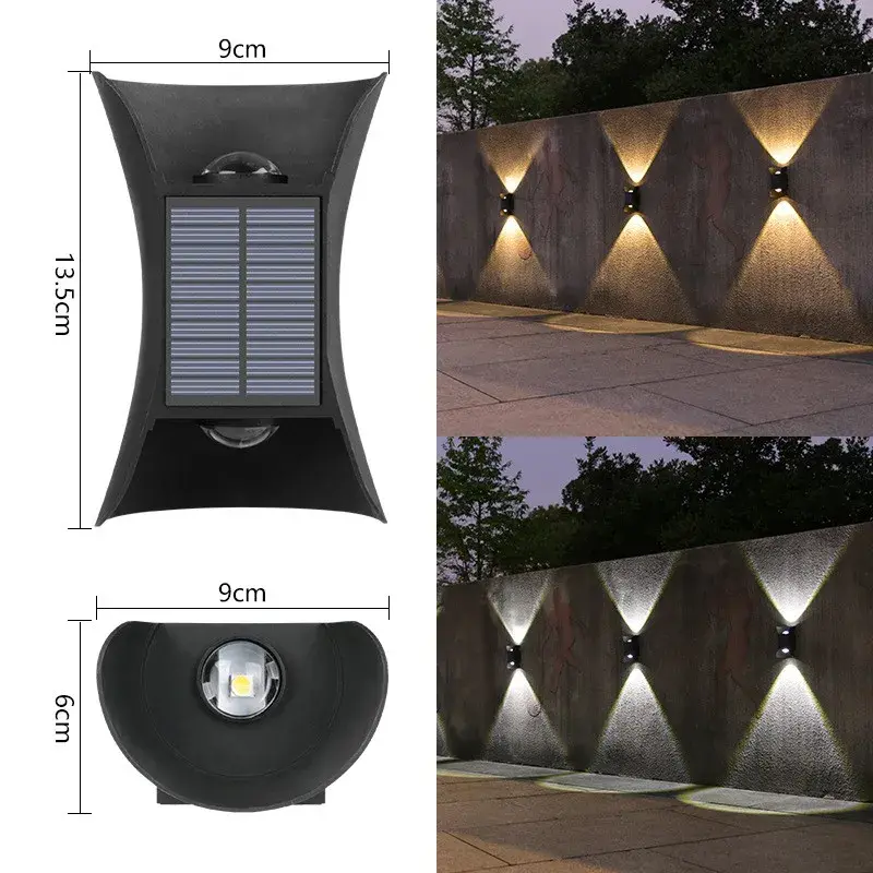 Lampa solara LED bidirectionala bicolora, comutator culoare led, IP65, rezistent la apa, baterie 1.5 V, 400mah, 2 LED-uri, 13.5 x 9 cm, material ABS, multicolor (5)