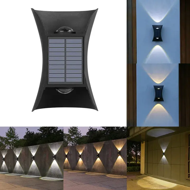 Lampa solara LED bidirectionala bicolora, comutator culoare led, IP65, rezistent la apa, baterie 1.5 V, 400mah, 2 LED-uri, 13.5 x 9 cm, material ABS, multicolor (6)