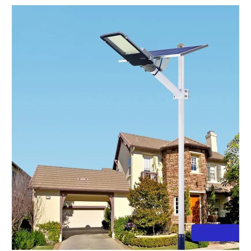 Lampa solara stradala, pentru curte sau strada, finisaj lucios, rezistent la apa, montare prin fixare, senzor lumina, baterie de litiu, IP65, lumina rece, putere 500W, autonomie 10 ore, 49.5 x 21 x 9 cm, negru (2)
